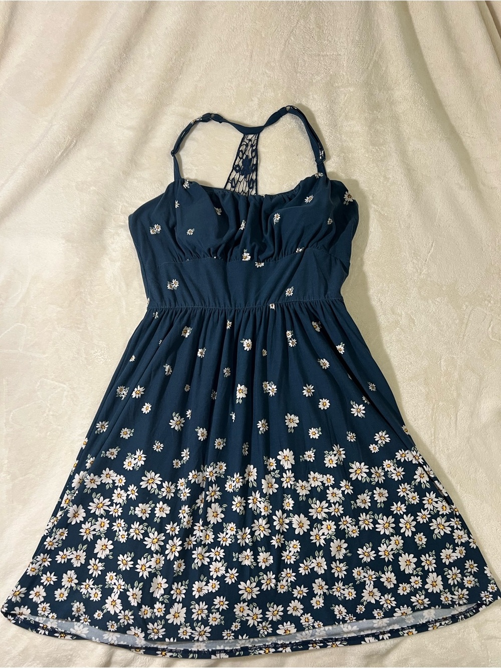 Derek Heart Navy Blue Daisy Print Sundress with Racerback